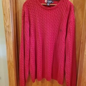 Chaps Ralph Lauren Men’s Red Crew Neck Heavy Knit Long Sleeve Sweater Sz XL
